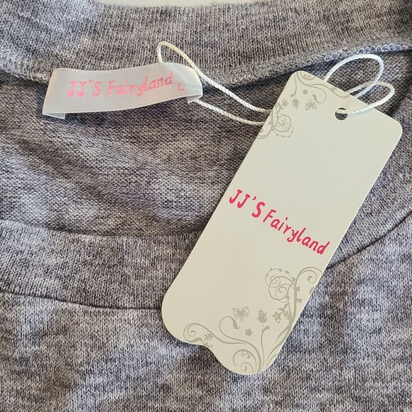 JJ's Fairyland Lace Ruffle Long Sleeve Top Gray NEW Lg Romantic Cottage Feminine - Picture 4 of 8